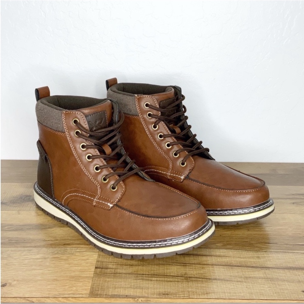New mens XRay NolanBrown Lug Sole Boots Faux Leather Size 11